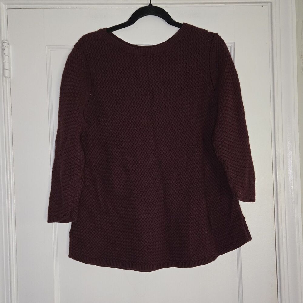 Talbots Burgundy Waffle Knit Sweater Womens XL Cozy Pullover